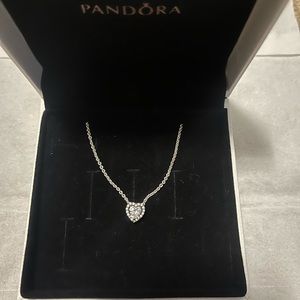 Pandora heart necklace, silver